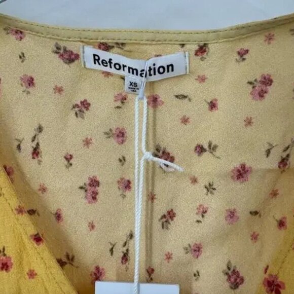 NWT Reformation Yellow Calix Floral Print Minidress size XS B1901 - Picture 8 of 8